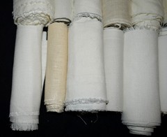 2 Lbs 2.2oz Linen & Cotton Fabric Remnant Strips ** White—Cream—Natural ** 3-5″w