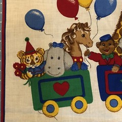 VIP Cranston ABCD ZOO TRAIN Fabric Pillow Panel 100% Cotton USA 16 x 13 Wall Art