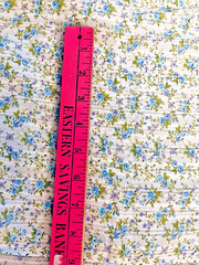 VTG Beautiful Feminine Blue & Green Florals Scattered on White DIMITY BTHY