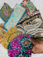 Vintage Embroidered Sari Scraps Bohemian Decorative Swatches Junk Journal Scraps