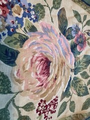 Vintage Floral & Striped Fabric Pink Maroon Green 90 X 216 Cotton Blend