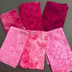 Pink Red Purple Fabric Lot Fat Quarters Quilting Cotton Batik + Mettler Thread