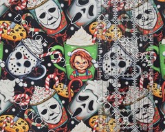 Custom 100% Cotton Woven Fabric Cocoa Mugs Christmas Horror Movie 1/4 Yard 9×56