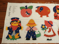 Vintage Barnyard Appliques Fabric Panel Sunbonnet Kids Mushrooms Cranston VIP