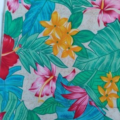 Fashion Avenue Fabri-Quilt Vtg 7056 Tropical Hawaiian Fabric Approx 30″