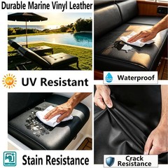 Marine Vinyl Faux Leather: 54″ x 36″ Black Upholstery Vinyl