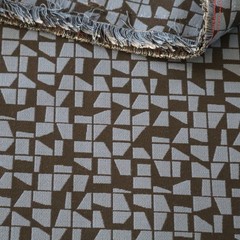 Vtg Designtex MCM Upholstery Fabric “Building Blocks” Blue, Black Geometric 2 yd