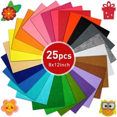 Assorted Color Felt Fabric Sheets Squares For Crafts DIY Sewing 8×12 In 25 PCS