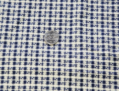 1 3/4 Yds Black & White By Quilters ONLY Sewing Quilt Fabric Blue & Cream Square