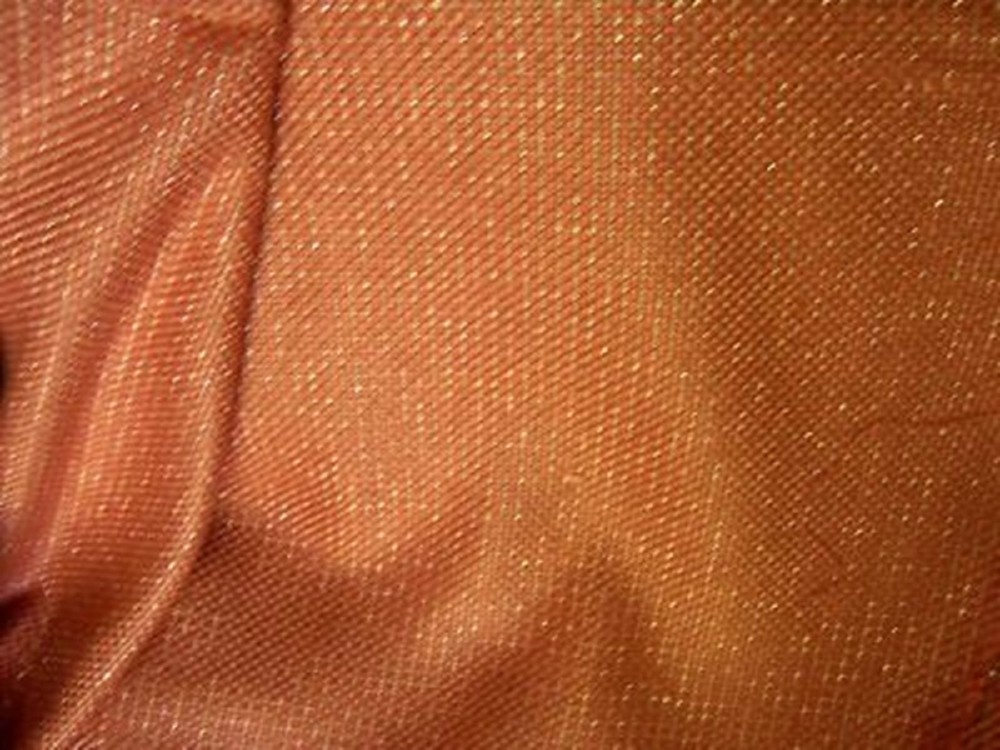 ITALIAN DESIGNER CREPEY FABRIC ROSY COPPER W/ GOLD METALLIC PIQUE WEAVE 2.88 YDS