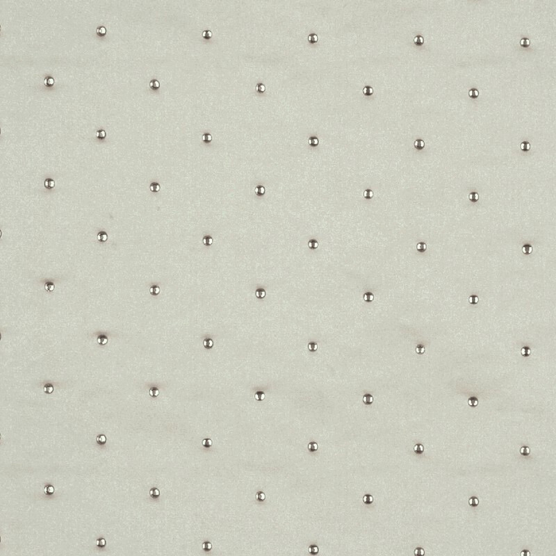 Covington GLITZY TRUFFLE Pewter Taupe Appliqué Designer Dot Drapery Decor Fabric
