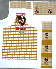 Vintage Jones New York 1981 Heavy Cotton Apron Fabric Panel Rooster Print