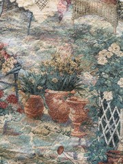 Vintage Romantic Scene French Country Tapestry Woven 26”x 38” Upholstery 2 Piece