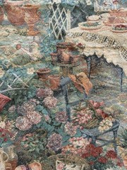 Vintage Romantic Scene French Country Tapestry Woven 26”x 38” Upholstery 2 Piece
