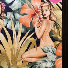 Alexander Henry Fabric Yd Mirage Sexy Pinup Island Girls Hibiscus Palm Leaves