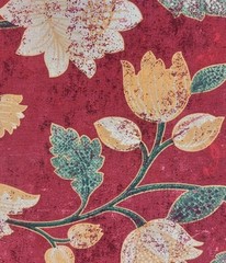 Traditional Floral Burgundy Cotton Canvas Fabric, 1 Yard, 45” Wide, 100% Cotton