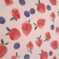 Joann Strawberry and Blueberry Jersey Fabric Pink Red Blue 56″ Wide 2 1/3 yards