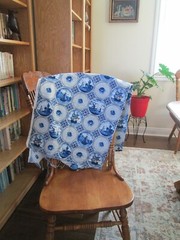 DEKOPLUS FABRIC 2.5 YDS~Blue & White Cotton~WATER SCENES FLORAL~Windmill~SHIP~