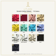 Stretch Cotton Sateen Fabric by the Yard — 13 Colors, 2-Way Stretch 58″