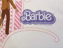Vtg Barbie Pillowcase Fabric Panel Superstar Ken Golden Dream Elegance 1981