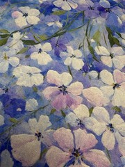 Blue Hydrangea Floral 100% Cotton Fabric By The Yard Quilting Sewing Craft