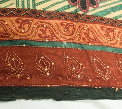 Sushila Vintage Multi-Color Scrap Saree Pure Cotton Silk Kantha Work Sari Fabric
