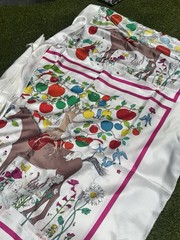 Deadstock Herms 100% Silk Twill Fabric Panel 35”x35” Scarf Logo