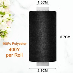 All Purpose Sewing Thread-2 Spools of Hand Polyester 2 spools, Black