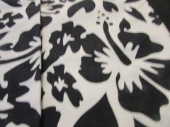 Vintage heavy cotton fabric black white hibiscus flowers upholstery crafts 5 Yds