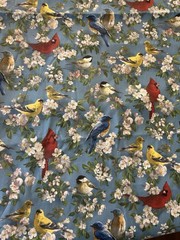 Cranston Village Bird Fabric Cardinals Bluebirds Yellow Birds Cotton 45”x84”