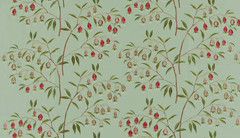 SANDERSON CURTAIN FABRIC Chinese Lanterns 4.6 METRES MINT/APRICOT EMBROIDERED