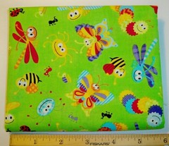 High Fashion Fabrics Happy Bugs on Green Fat Quarter