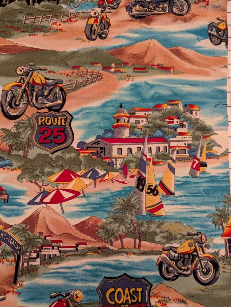 Quilting Fabric Motorcycle Hoffman Fabrics Rt 66 On the Move