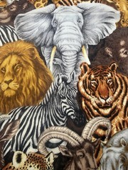 Serengeti Safari Jungle Animal Print Zebra Elephant Northcott Cotton Fabric 19”