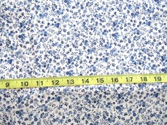 1 yd Prewashed Cotton Fabric Off White with Flowers & Butterflies in Blues