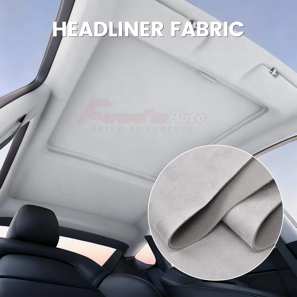 Gray Suede Headliner Fabric Foam Backed for Car Roof Liner Upholstery 108″x60″