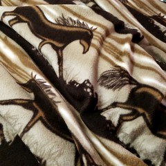 Equestrian Mustang Horse Print Fleece Fabric 60″ BTY Cozy No Sew Blanket DIY