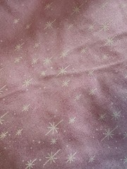 Vtg Glittery Pink White MCM Stars Sewing Fabric 22.5” x 140” Christmas