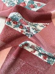 13”x42”, 13”x35” Japanese kimono silk fabric/ Katazome chrysanthemums E7