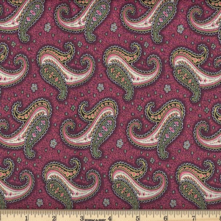 Flower Paisley Dance Plum/100% Cotton BY THE YARD!New Designs!!!