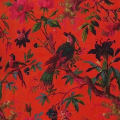 Luxury Cotton Velvet Fabric: Bird Print Upholstery, Home Decor By The Yard