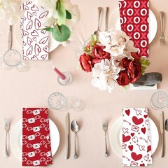 40Pcs Valentine’s Day Cotton Fabric Bundles 10 x 10 Inch Red White Love Heart Fa