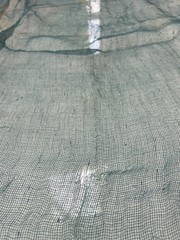 Antique Japanese Hand Spun Fine Hemp Kaya Mosquito Net Turquoise Seamless 70″
