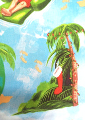Surfing Santa Christmas Sewing Craft Cotton Fabric 1 Pc 20″ x 42″