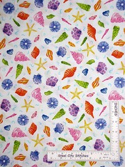 Sea Shell Star Fish Toss White Cotton Fabric QT 24335-Z Jewels of the Sea – Yard
