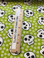 MODA Halloween Fab Boo 100% cotton fabric yard 36 x 44 GREEN 22483 16 SKULLS