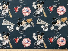 MLB 2018 NEW YORK YANKEES NYY MICKEY MOUSE, 1/4 yard (9”x44”) 100% Cotton Fabric