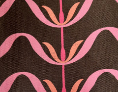 Groundworks Waterlily Espresso/Pink Fabric Remnant 24″x24″