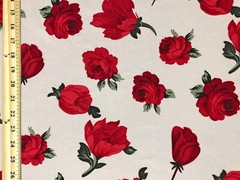 Liverpool Fabric-Ivory Red Roses-LVPR334-Sold by the Yard