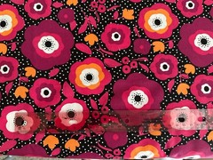Large floral print COTTON FABRIC, flower, pink, black, hippie, boho, 1.5 yards